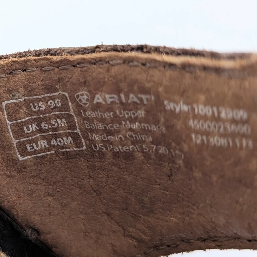 Ariat Shalimar Wedge Sandal Croc Embossed Leather T-Strap Whipstitched Western 9